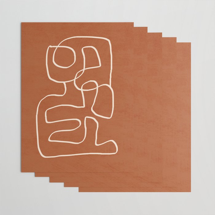 Abstract line art 15 Terracotta Wrapping Paper Gallery Image 3