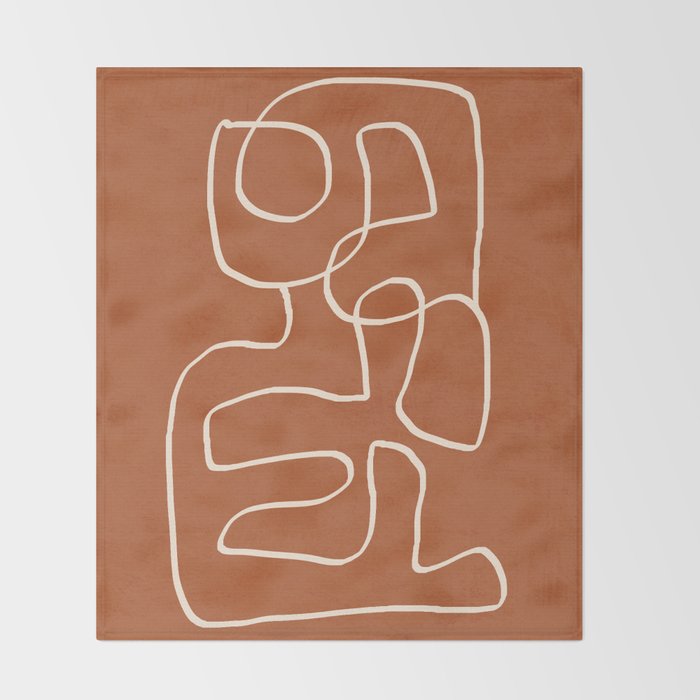 Abstract line art 15 Terracotta Throw Blanket Gallery Image 2