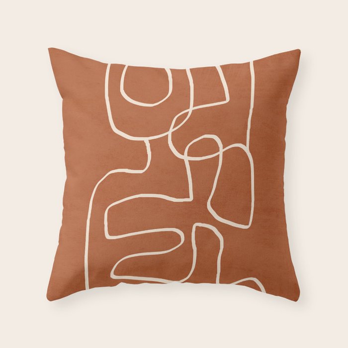 Abstract line art 15 Terracotta Throw Pillow Gallery Image 6