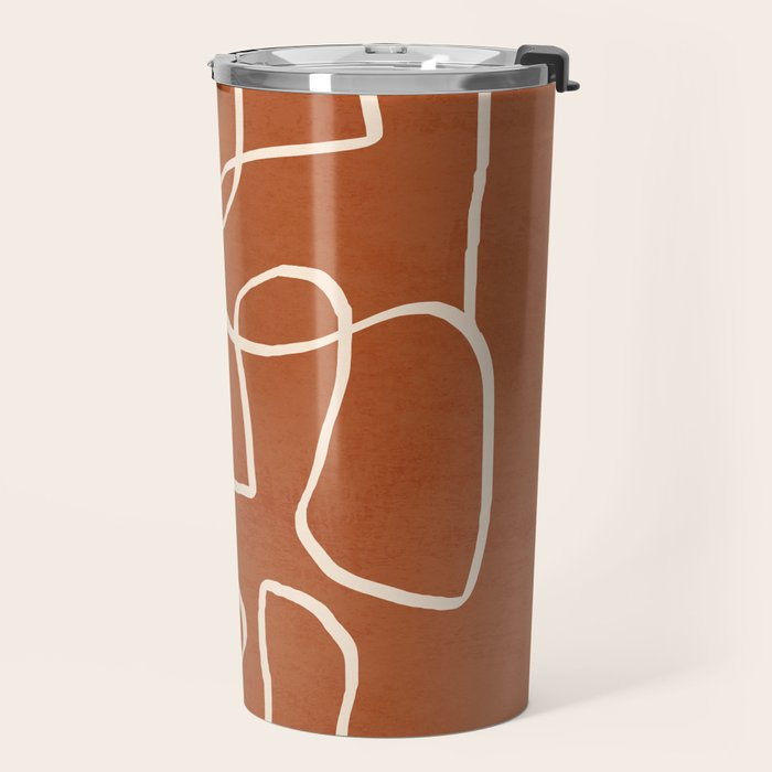 Abstract line art 15 Terracotta Travel Mug Gallery Image 2