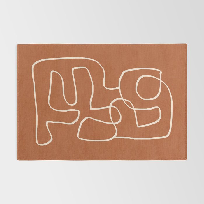 Abstract line art 15 Terracotta Rug Gallery Image 2
