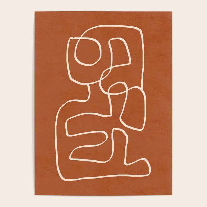 Abstract line art 15 Terracotta Poster Gallery Image 4