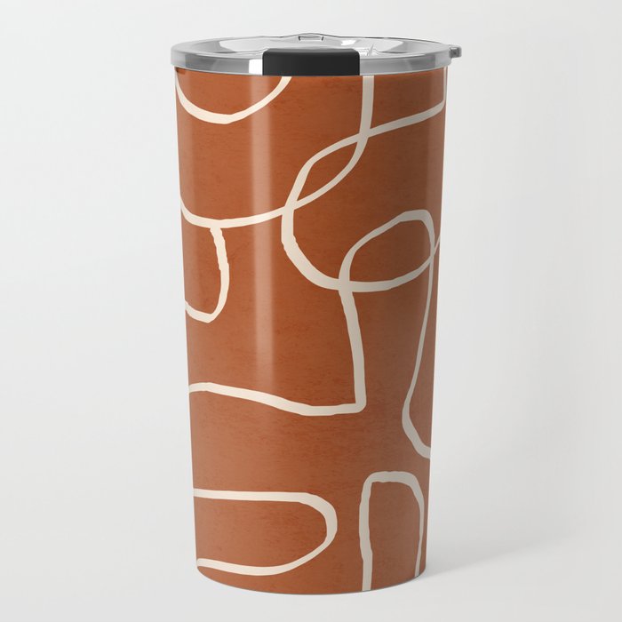 Abstract line art 15 Terracotta Travel Mug Gallery Image 1