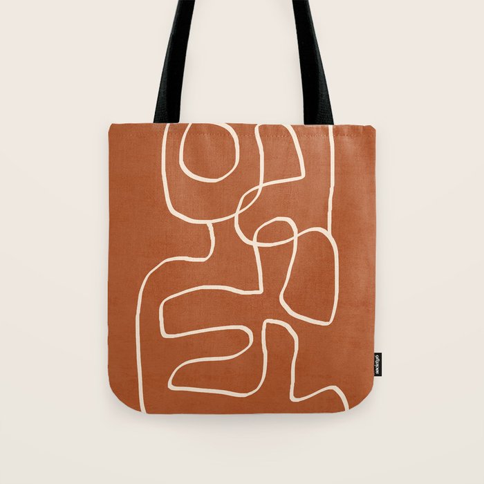 Abstract line art 15 Terracotta Tote Bag Gallery Image 1