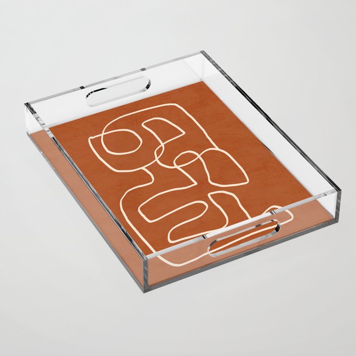 Abstract line art 15 Terracotta Acrylic Tray Gallery Image 1