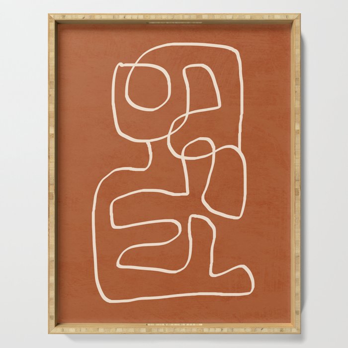 Abstract line art 15 Terracotta Serving Tray Gallery Image 1