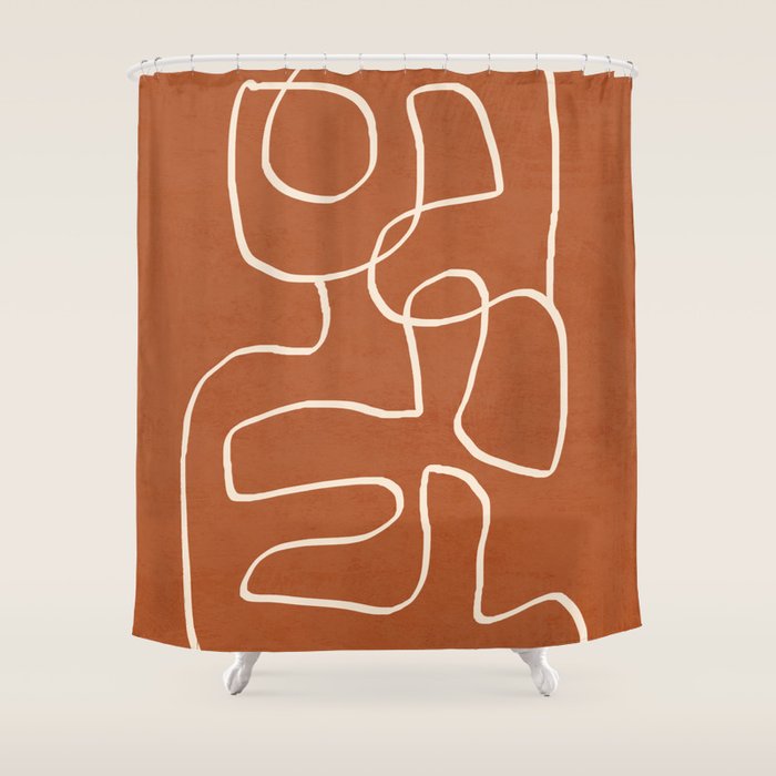 Abstract line art 15 Terracotta Shower Curtain Gallery Image 1
