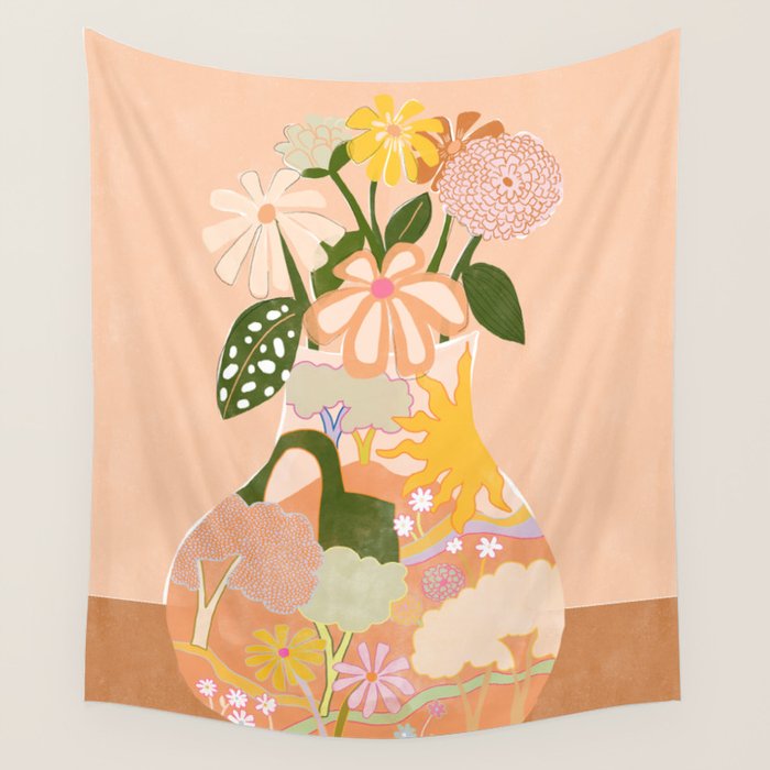 Flower Vase Wall Tapestry Gallery Image 1