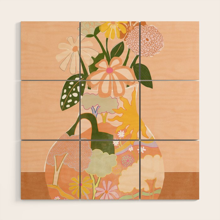 Flower Vase Wood Wall Art Gallery Image 1
