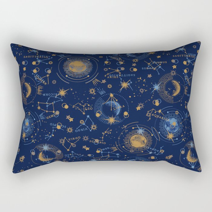 Dark blue zodiac abstract YB Rectangular Pillow Gallery Image 2