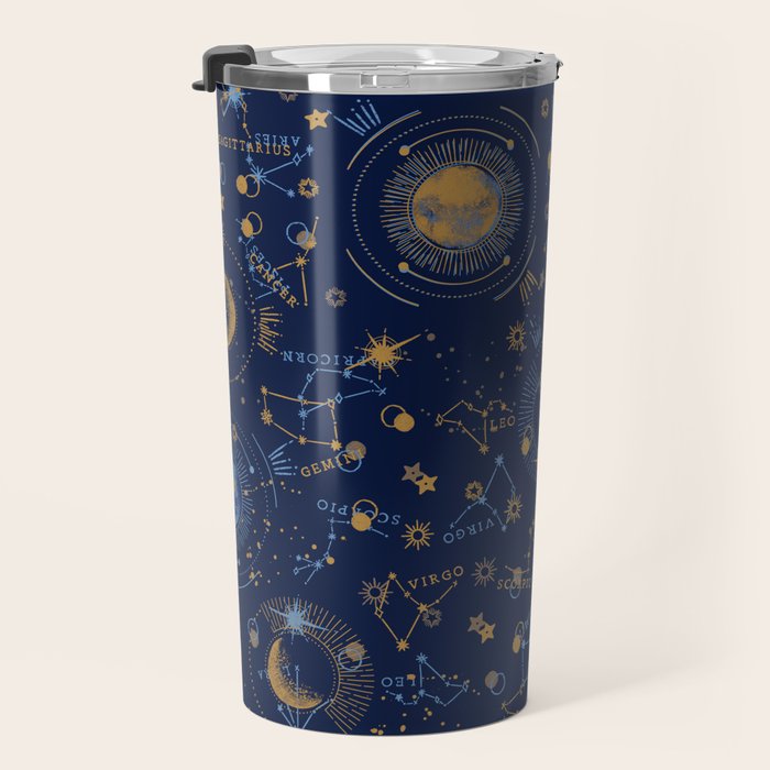 Dark blue zodiac abstract YB Travel Mug Gallery Image 3