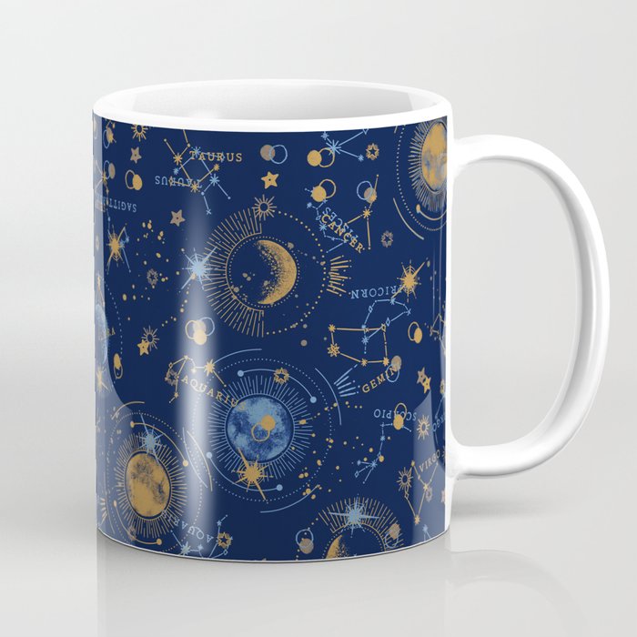 Dark blue zodiac abstract YB Coffee Mug Gallery Image 1