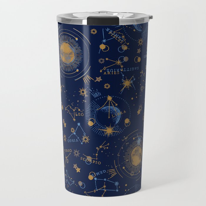 Dark blue zodiac abstract YB Travel Mug Gallery Image 1