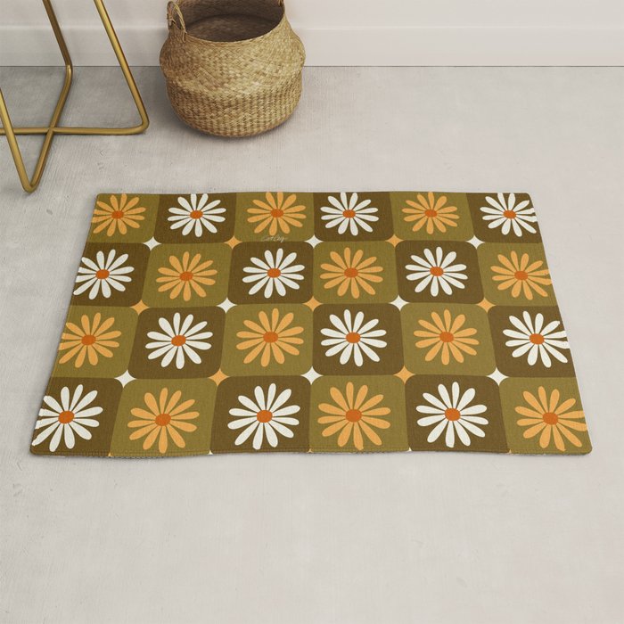 Checkered Daisies - Retro & Olive Rug Gallery Image 1