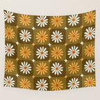 Checkered Daisies - Retro & Olive Wall Tapestry Gallery Image 4