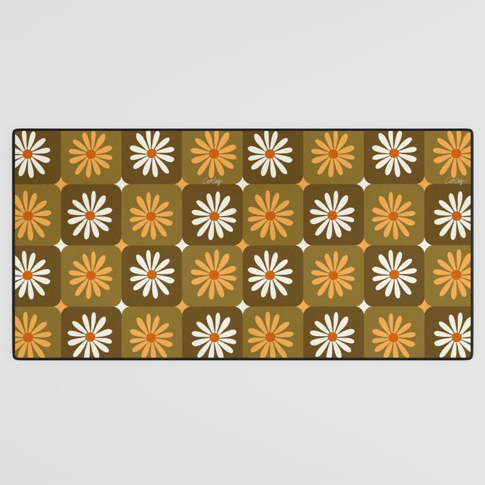 Checkered Daisies - Retro & Olive Desk Mat Gallery Image 3