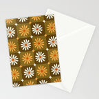 Checkered Daisies - Retro & Olive Stationery Card Gallery Image 2