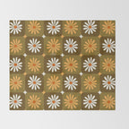 Checkered Daisies - Retro & Olive Throw Blanket Gallery Image 2
