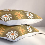 Checkered Daisies - Retro & Olive Pillow Sham Gallery Image 3