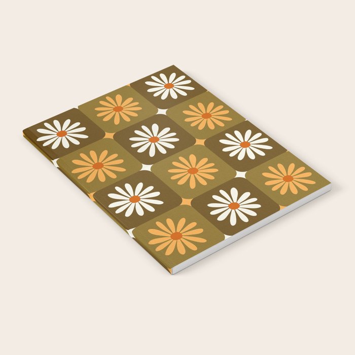 Checkered Daisies - Retro & Olive Notebook Gallery Image 2