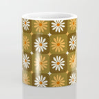 Checkered Daisies - Retro & Olive Coffee Mug Gallery Image 4