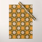 Checkered Daisies - Retro & Olive Wrapping Paper Gallery Image 1