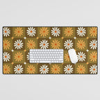 Checkered Daisies - Retro & Olive Desk Mat Gallery Image 1