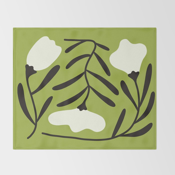 Mid-Century Alba Flowers  Throw Blanket Gallery Image 2