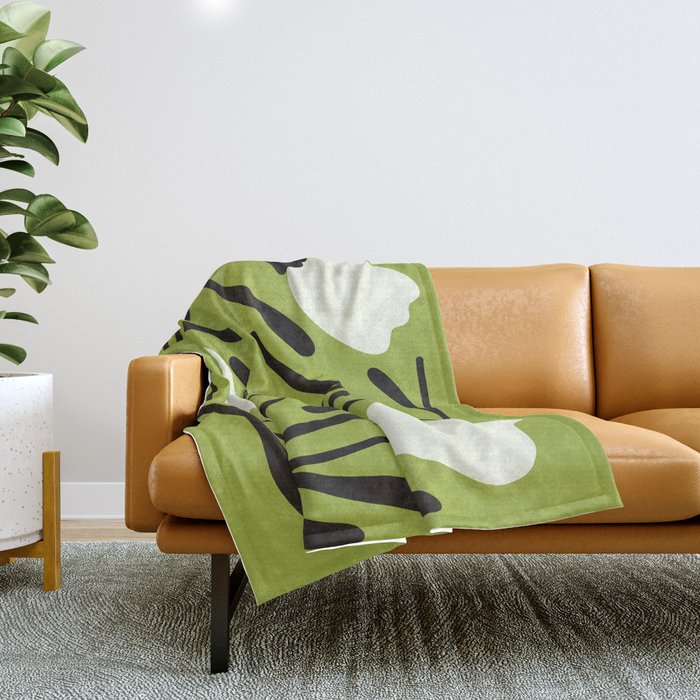 Mid-Century Alba Flowers  Throw Blanket Gallery Image 1