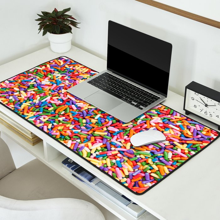 Colorful Rainbow Sprinkles | Sweet Candy Desk Mat Gallery Image 2
