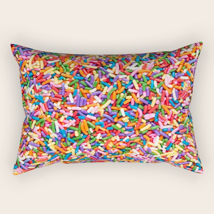 Colorful Rainbow Sprinkles | Sweet Candy Rectangular Pillow Gallery Image 1