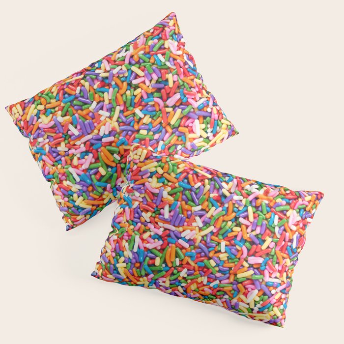Colorful Rainbow Sprinkles | Sweet Candy Pillow Sham Gallery Image 1
