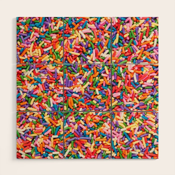Colorful Rainbow Sprinkles | Sweet Candy Wood Wall Art Gallery Image 1