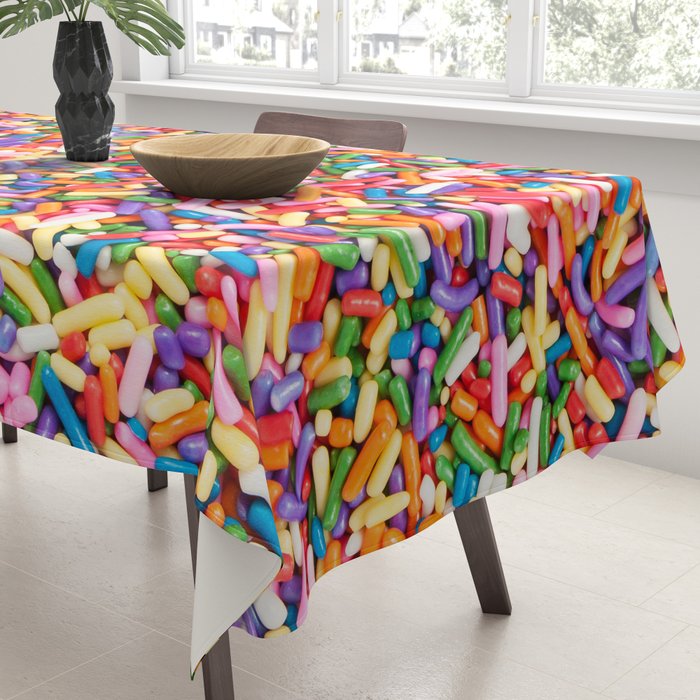 Colorful Rainbow Sprinkles | Sweet Candy Tablecloth Gallery Image 3