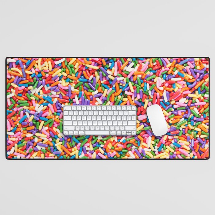 Colorful Rainbow Sprinkles | Sweet Candy Desk Mat Gallery Image 1