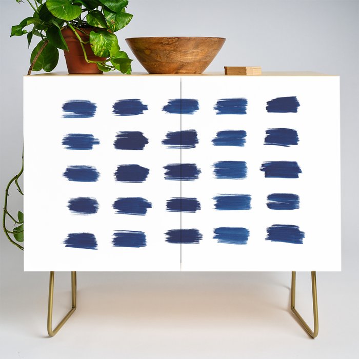 Indigo Abstract Brush Strokes | No. 6 Credenza Gallery Image 1