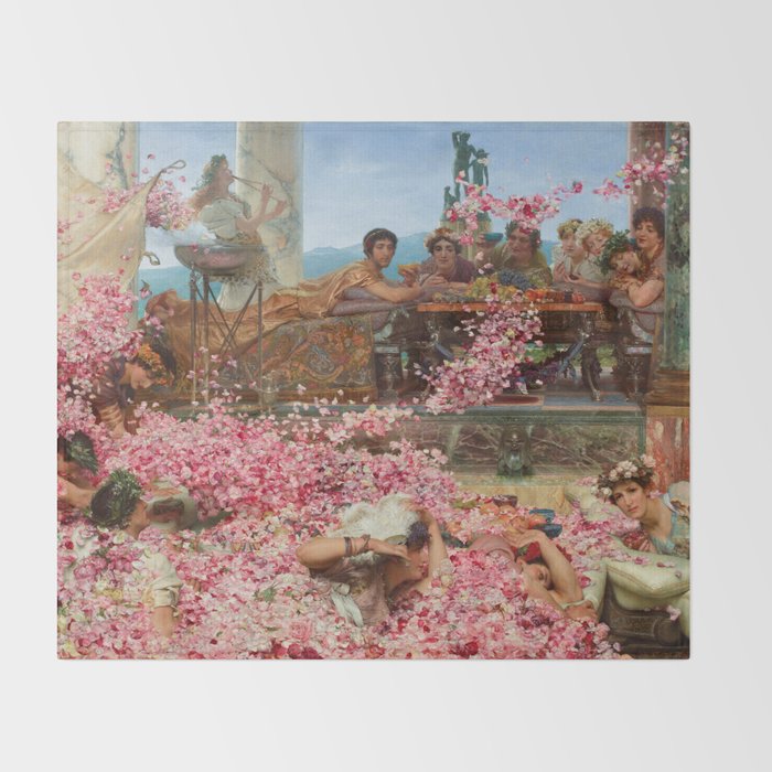 Lawrence Alma-Tadema's The Roses of Heliogabalus,  Roman Elagabalus with rose petals painting Throw Blanket Gallery Image 2