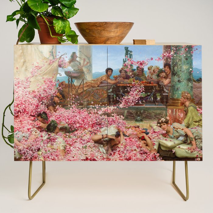 Lawrence Alma-Tadema's The Roses of Heliogabalus,  Roman Elagabalus with rose petals painting Credenza Gallery Image 1