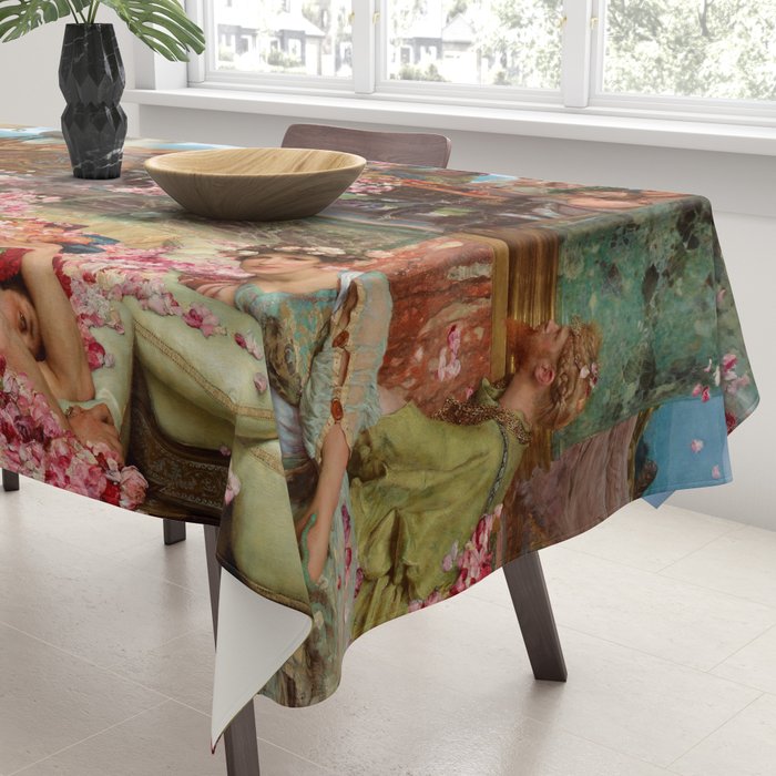 Lawrence Alma-Tadema's The Roses of Heliogabalus,  Roman Elagabalus with rose petals painting Tablecloth Gallery Image 3