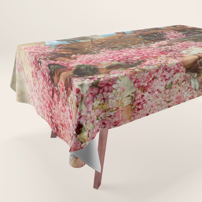 Lawrence Alma-Tadema's The Roses of Heliogabalus,  Roman Elagabalus with rose petals painting Tablecloth Gallery Image 1