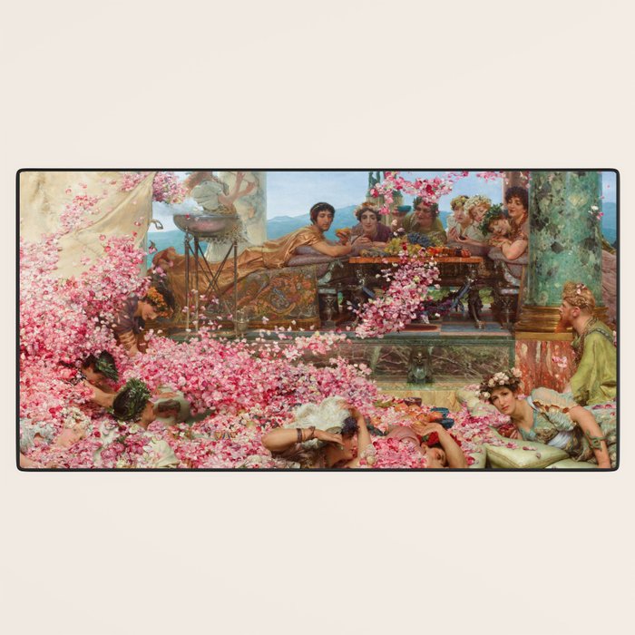 Lawrence Alma-Tadema's The Roses of Heliogabalus,  Roman Elagabalus with rose petals painting Desk Mat Gallery Image 3