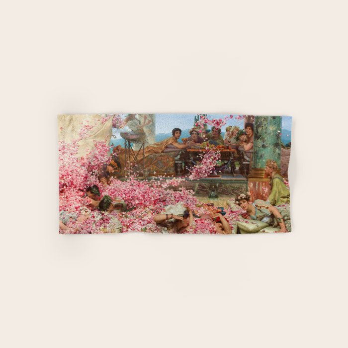Lawrence Alma-Tadema's The Roses of Heliogabalus,  Roman Elagabalus with rose petals painting Bath Towel Gallery Image 1