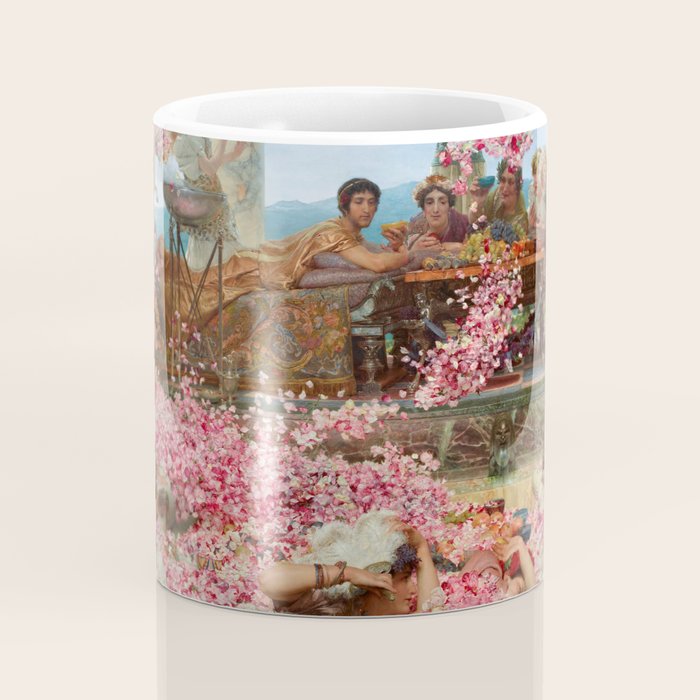 Lawrence Alma-Tadema's The Roses of Heliogabalus,  Roman Elagabalus with rose petals painting Coffee Mug Gallery Image 4