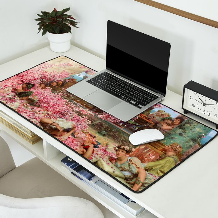 Lawrence Alma-Tadema's The Roses of Heliogabalus,  Roman Elagabalus with rose petals painting Desk Mat Gallery Image 2