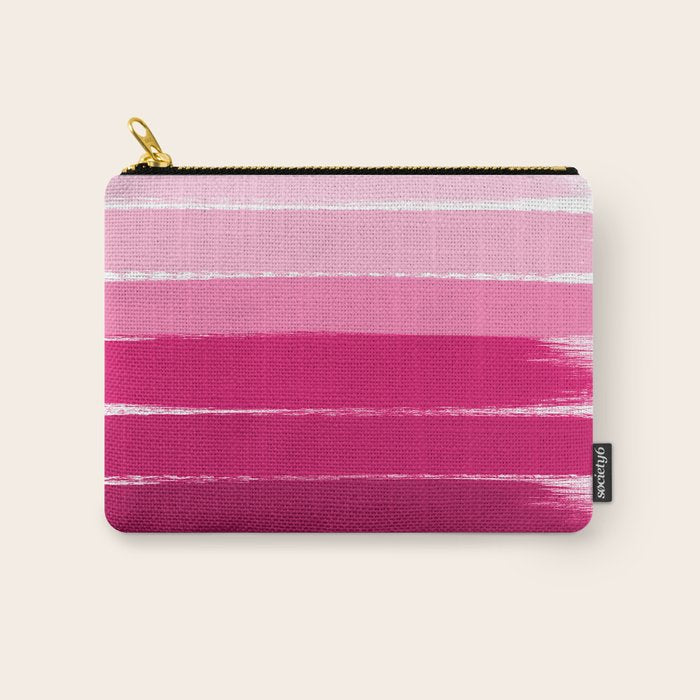 Mola - ombre painting bruskstrokes tonal gradient art pink pastel to hot pink decor Carry All Pouch Gallery Image 1