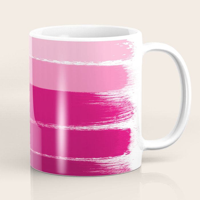 Mola - ombre painting bruskstrokes tonal gradient art pink pastel to hot pink decor Coffee Mug Gallery Image 1