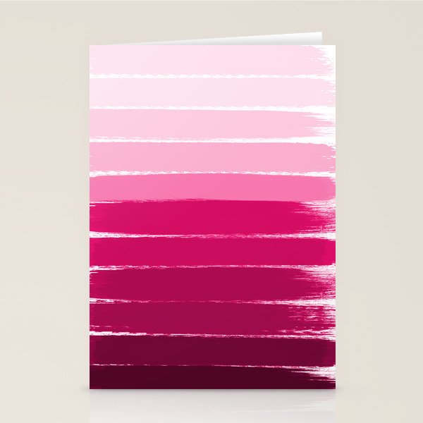 Mola - ombre painting bruskstrokes tonal gradient art pink pastel to hot pink decor Stationery Card Gallery Image 2