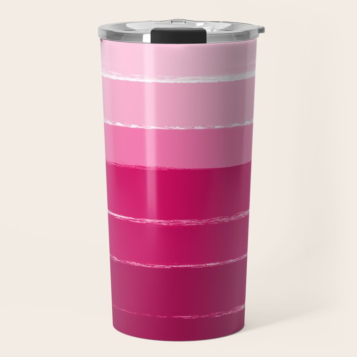 Mola - ombre painting bruskstrokes tonal gradient art pink pastel to hot pink decor Travel Mug Gallery Image 1
