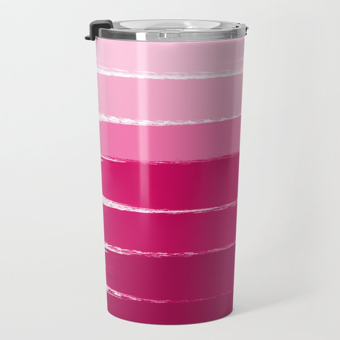 Mola - ombre painting bruskstrokes tonal gradient art pink pastel to hot pink decor Travel Mug Gallery Image 3