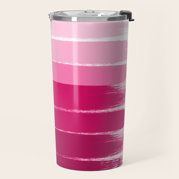 Mola - ombre painting bruskstrokes tonal gradient art pink pastel to hot pink decor Travel Mug Gallery Image 2